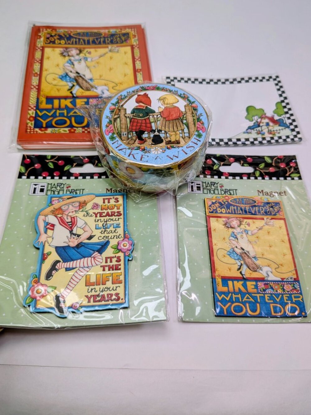 Mary Engelbreit Inspirational Quotes Gift Lot Note Cards Sticky Notes 2 Magnets